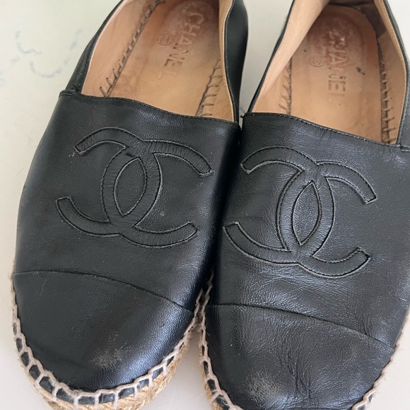 Chanel Black Leather Espadrilles - Picture 2 of 9